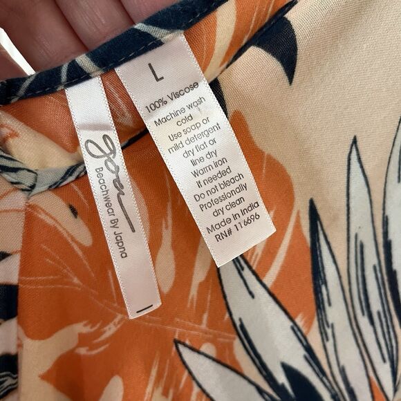 Goa Beachwear by Japna Womens Floral Tropical Maxi dress Size L Beach Cruise - Picture 5 of 9